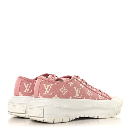 Louis Vuitton Denim Monogram Squad Sneakers 38.5 Pink 5 of 8