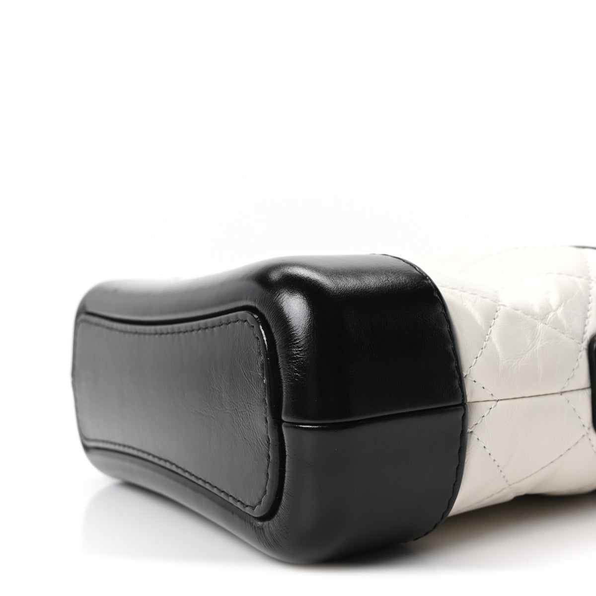 Aged Calfskin Quilted Small Gabrielle Hobo Black White