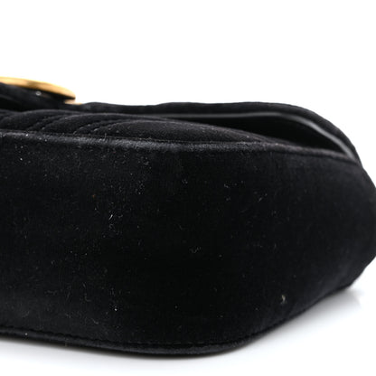 Gucci Velvet Matelasse Mini GG Marmont Shoulder Bag Black 12 of 13