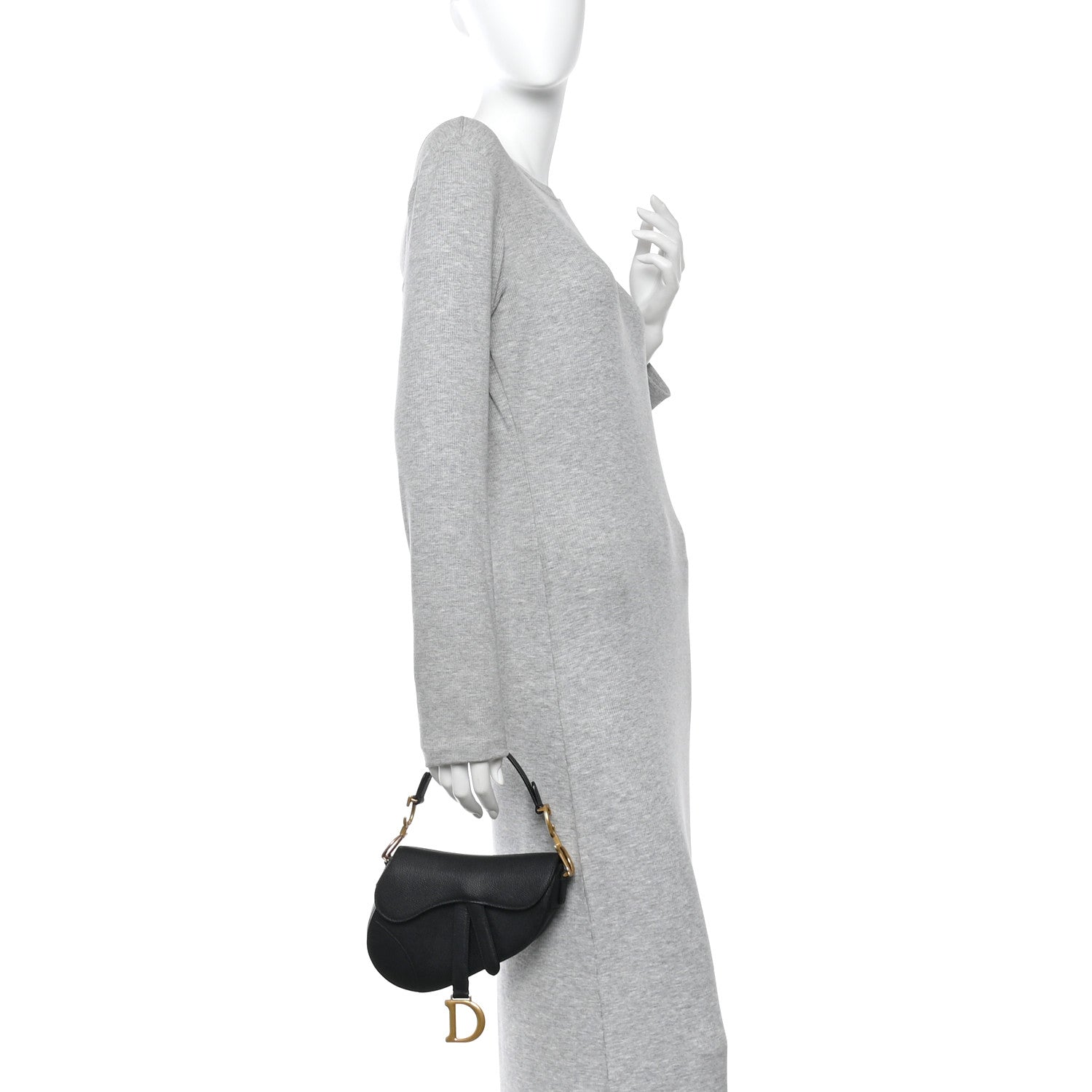 Christian Dior Grained Calfskin Mini Saddle Bag Black 2 of 9