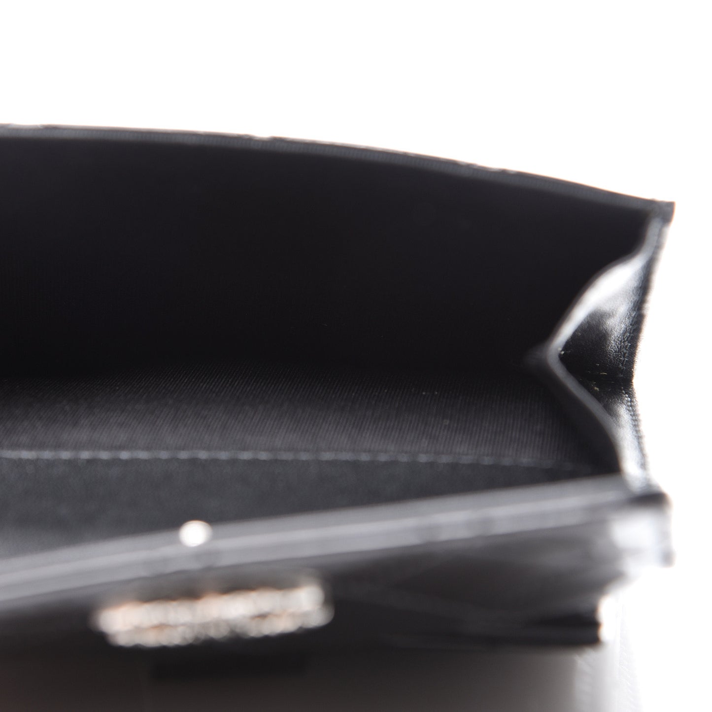 Patent Quilted Brilliant Compact Wallet Black