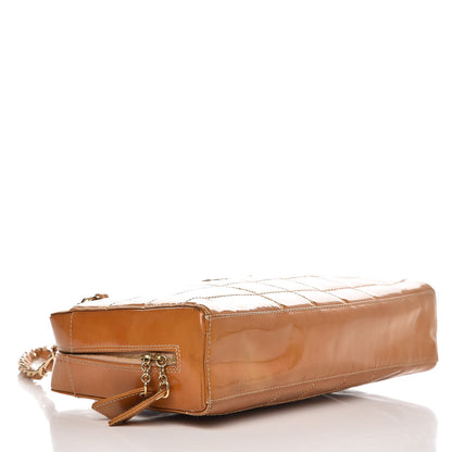 Chanel Patent Square Stitch Shoulder Bag Beige 4 of 12