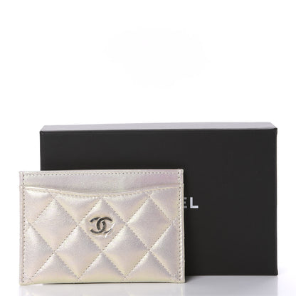 Chanel Iridescent Lambskin Quilted Card Holder Ivory 9 of 9