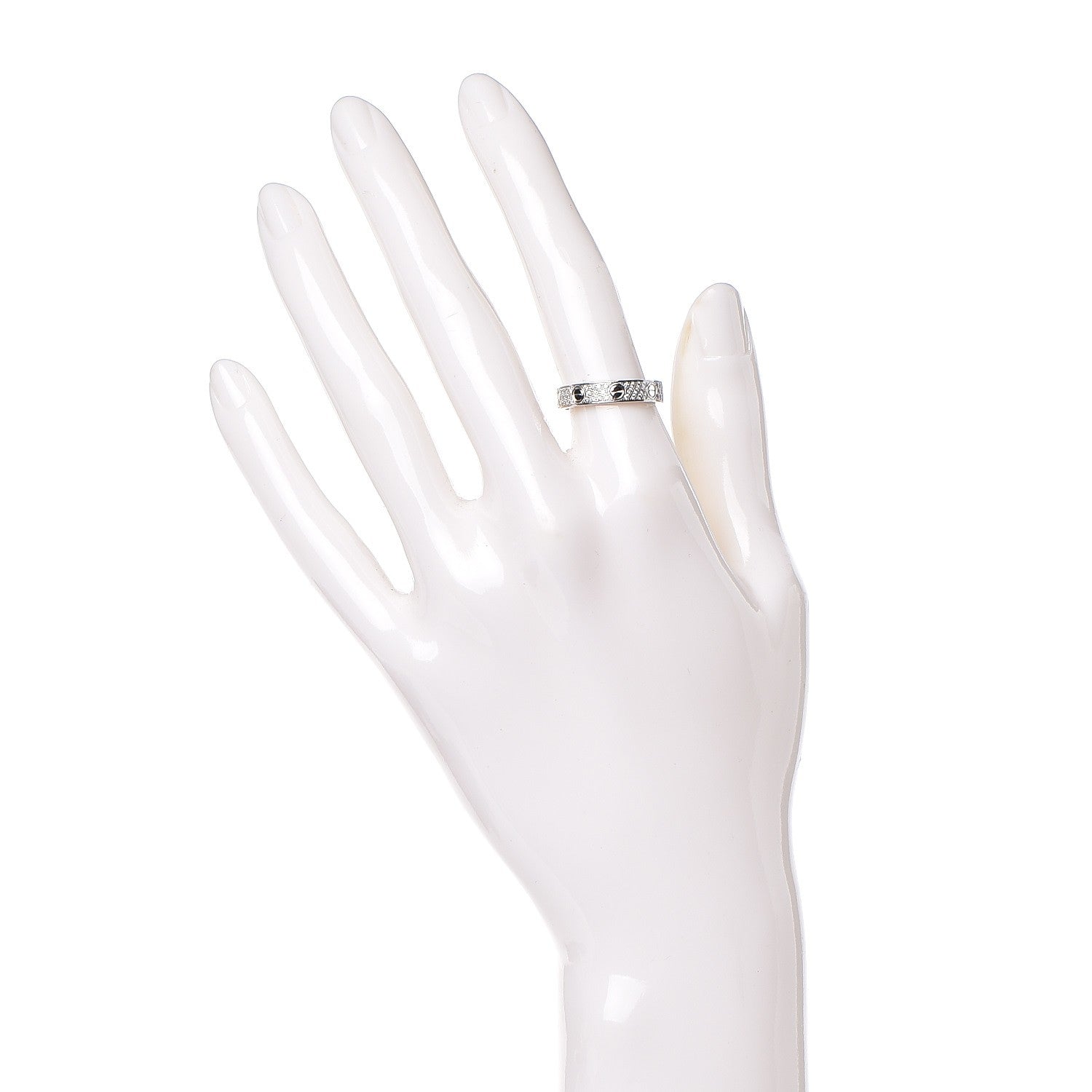 Cartier 18K White Gold Diamond LOVE Wedding Band Ring 51 5.75 2 of 4