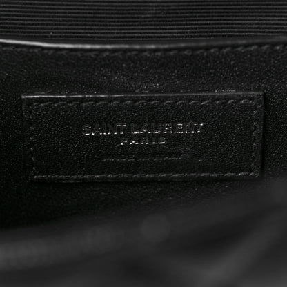 Saint Laurent Grain De Poudre Textured Mixed Matelasse Triquilt Small Monogram Satchel Black 5 of 9