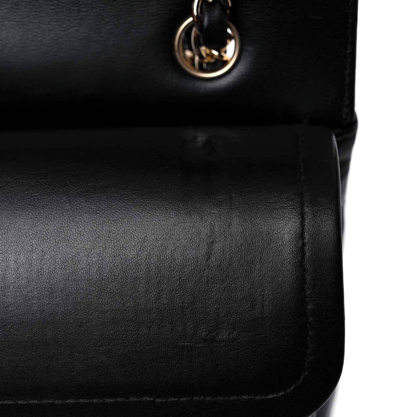 Calfskin Chevron Quilted Medium Double Flap Black