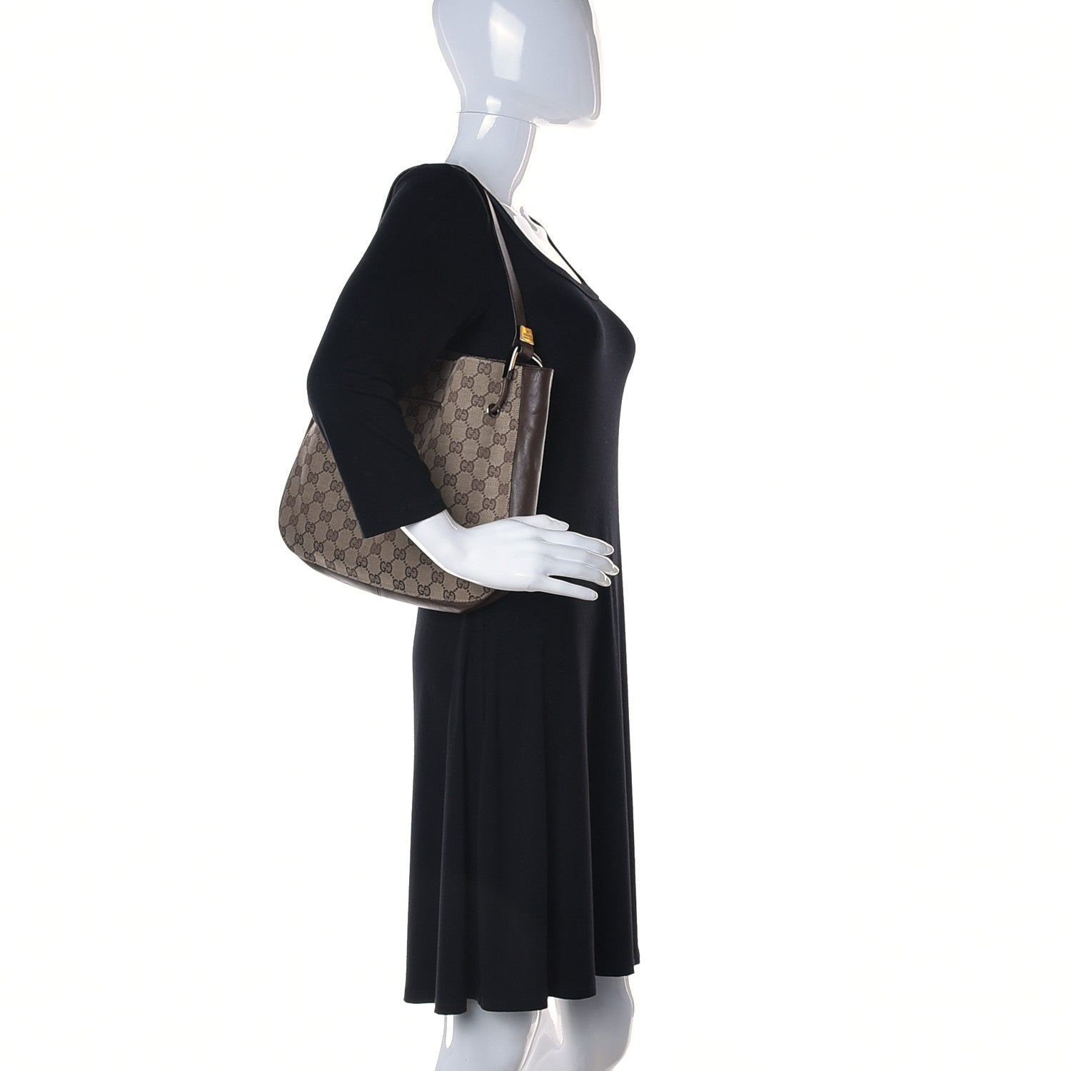 Gucci Monogram Small Drawstring Shoulder Bag Dark Brown 3 of 11