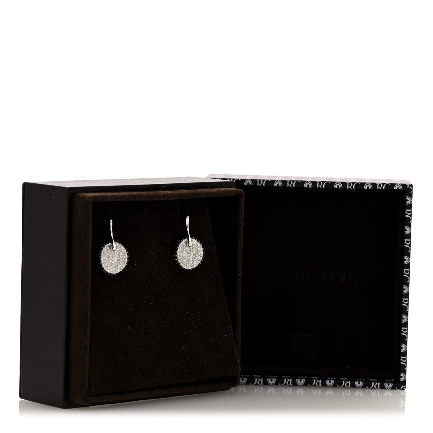 18K White Gold Diamond Black Sapphire Fantasia Drop Earrings