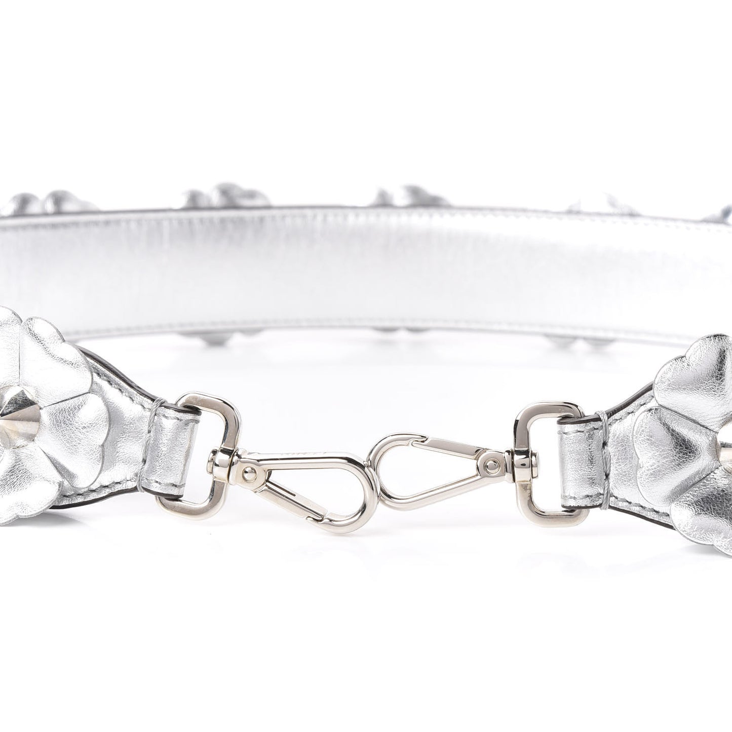 Vitello Catalan Mirror Flowerland Studded Strap You Silver