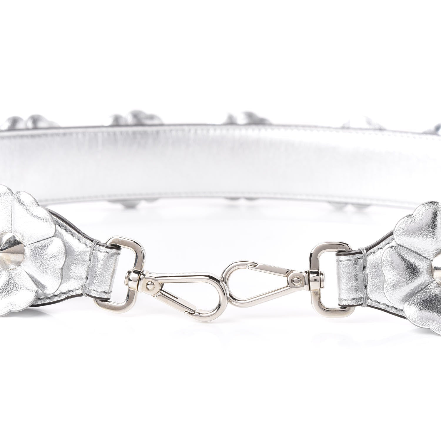 Fendi Vitello Catalan Mirror Flowerland Studded Strap You Silver 3 of 4