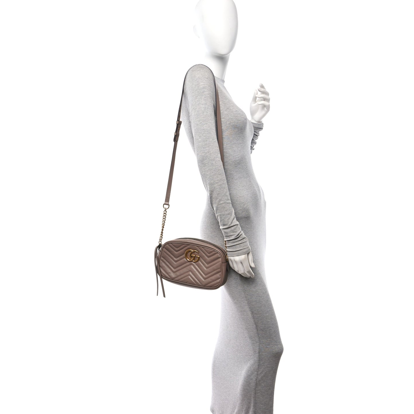 Calfskin Matelasse Small GG Marmont Chain Shoulder Bag Porcelain Rose