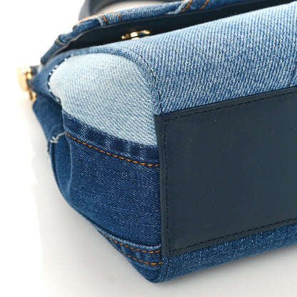 Dolce & Gabbana Calfskin Denim Patchwork Mini Miss Sicily Satchel Blue 8 of 9