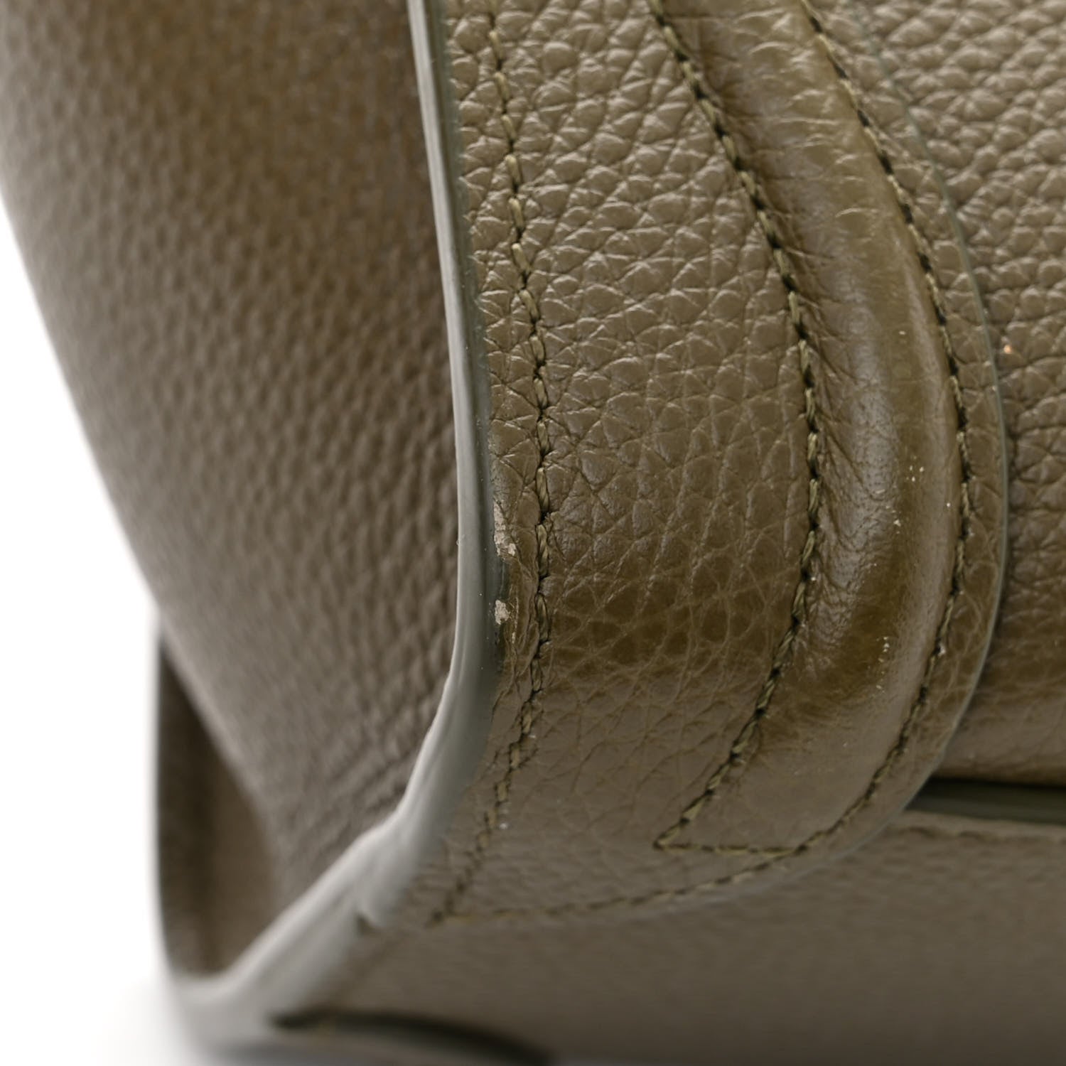 Celine Drummed Calfskin Nano Luggage Dark Olive 12 of 13
