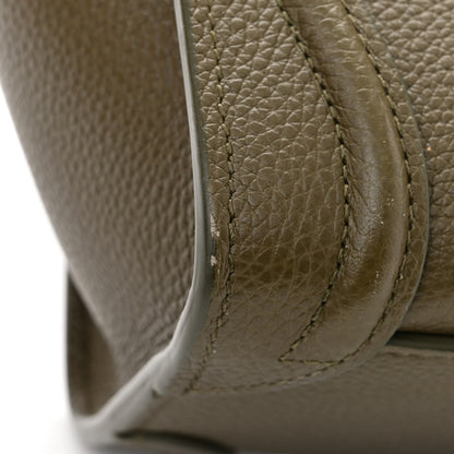 Celine Drummed Calfskin Nano Luggage Dark Olive 12 of 13