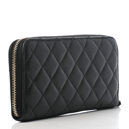 Chanel Caviar Quilted Large Gusset Zip Around Wallet Black 3 of 8