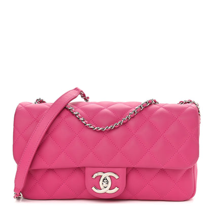 Chanel Rubber Quilted Lambskin Medium Coco Rain Flap Pink 1 of 12