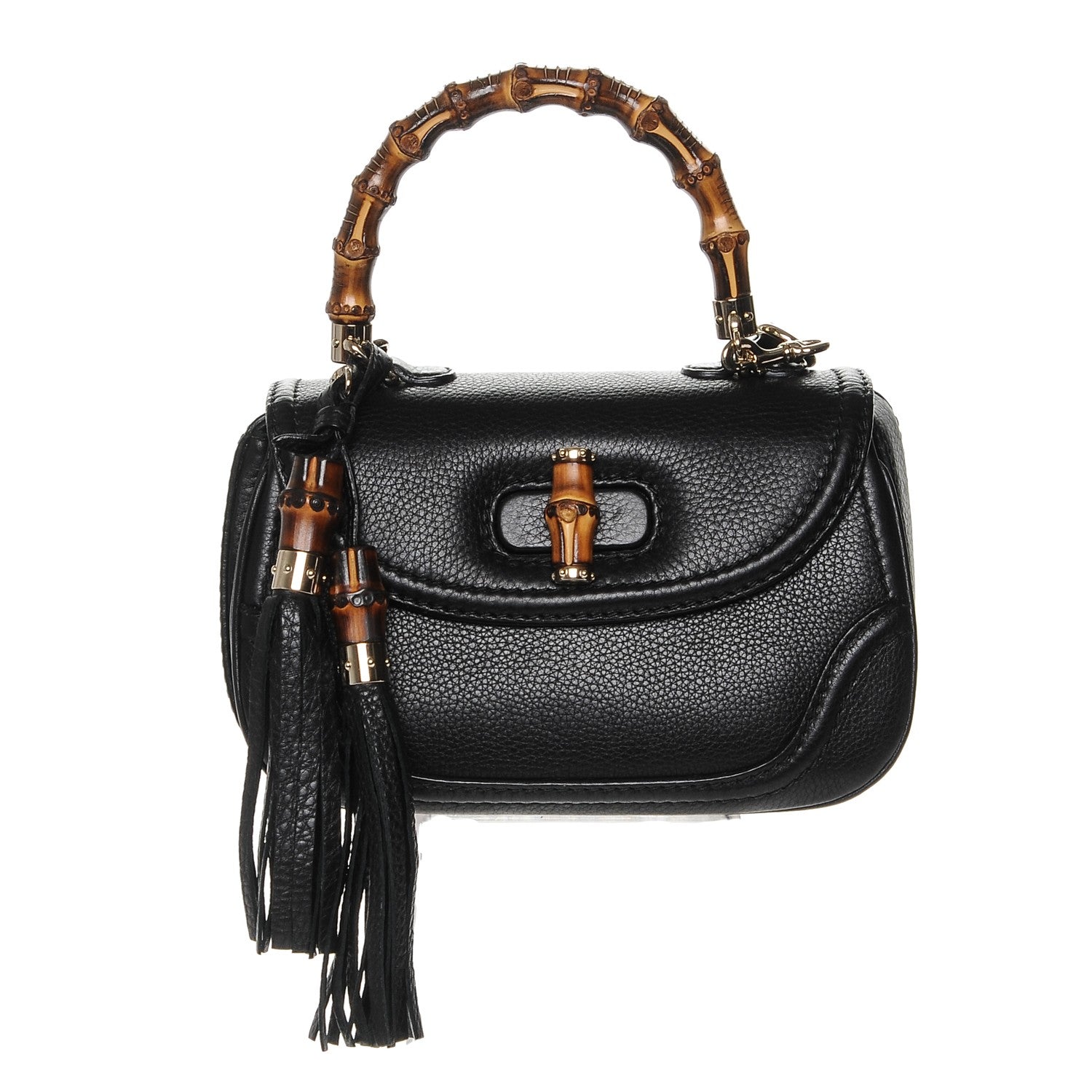 Gucci Cellarius Calfskin Small New Bamboo Top Handle Bag Black 1 of 6
