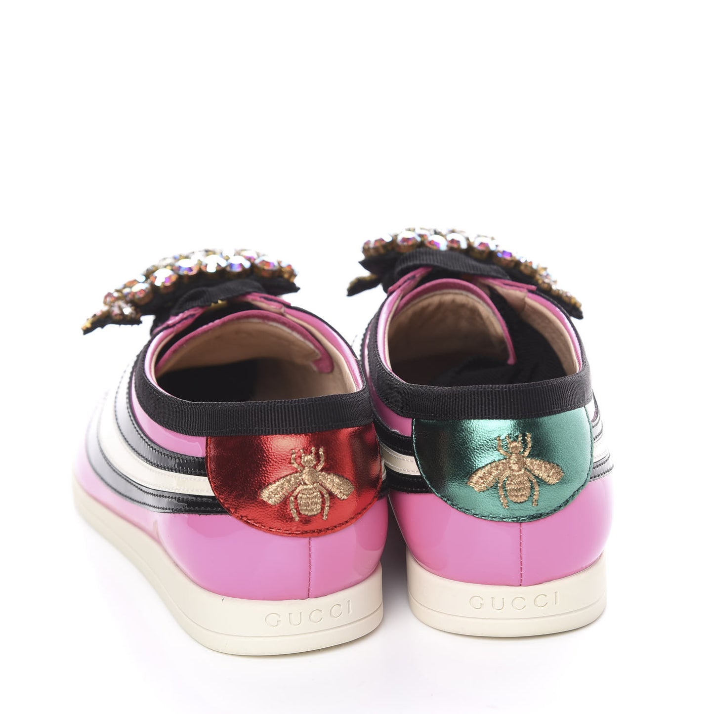 Patent Calfskin Crystal Womens Web Falacer Sneakers 36 Pink