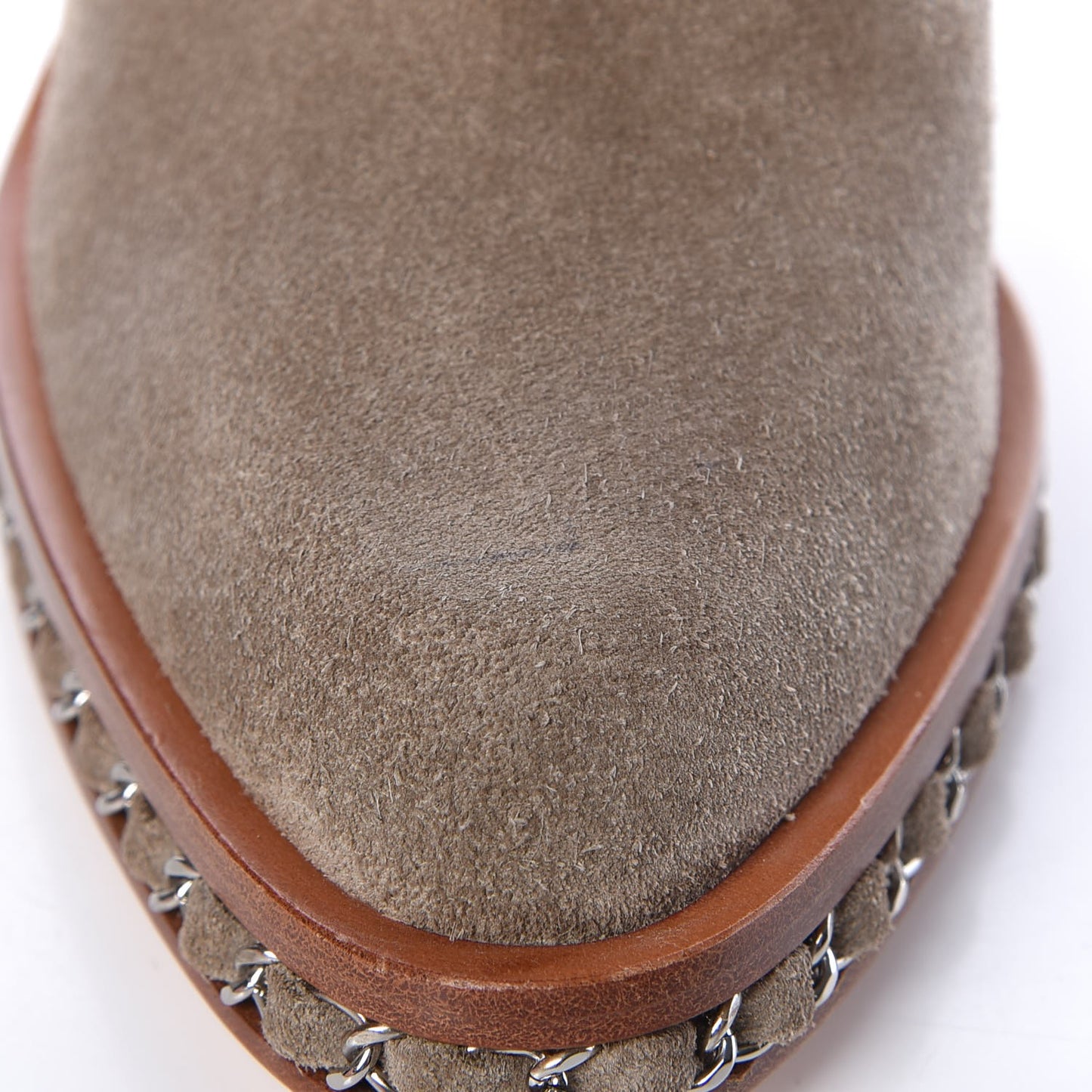 Suede Chain Around Elastic Boots 39.5 Light Brown