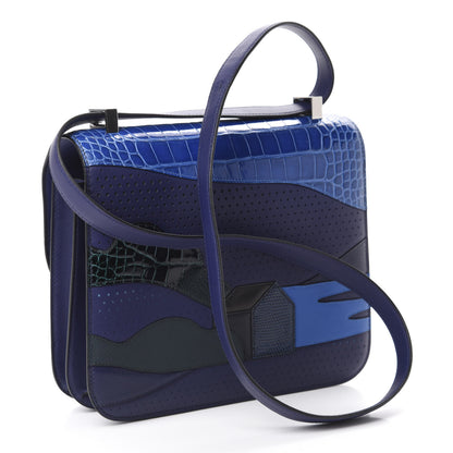 Hermes Shiny Alligator Swift Perforated Lizard Endless Road Constance 24 Bleu Zellige Bleu Encre Blue Nuit Vert Anglais 3 of 24