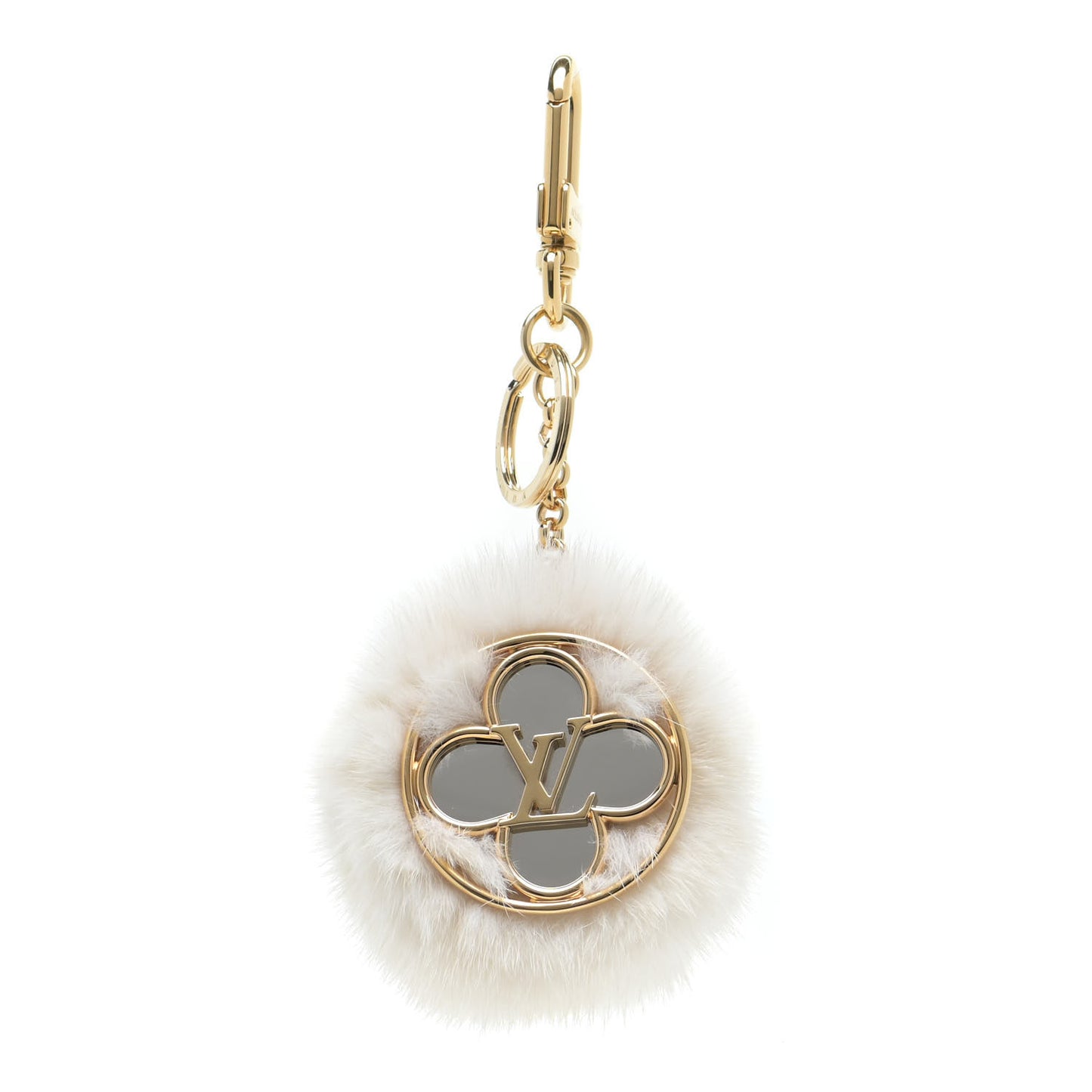 Fur Flower Finesse Bag Charm Key Holder Gray