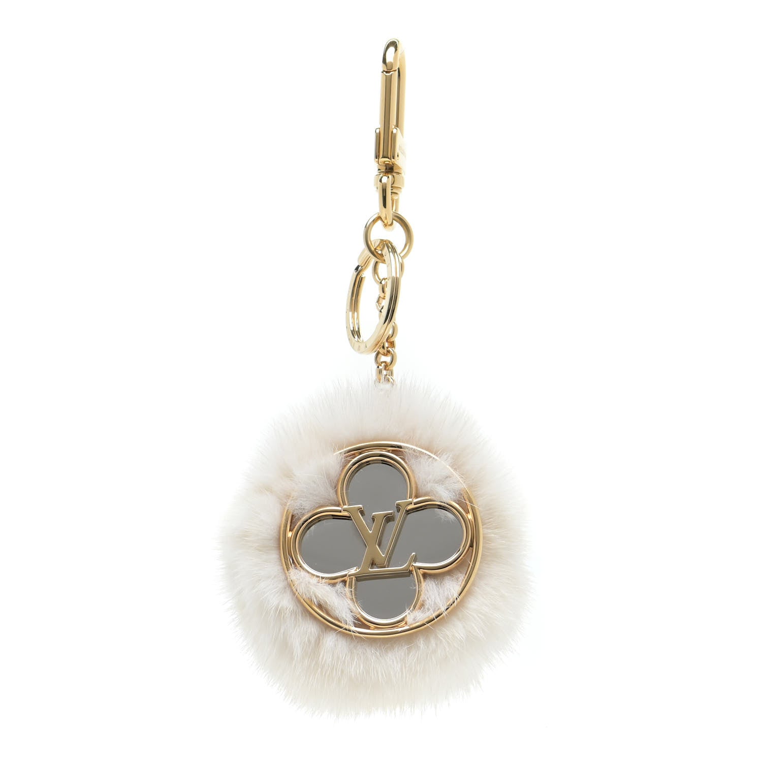 Louis Vuitton Fur Flower Finesse Bag Charm Key Holder Gray 1 of 7