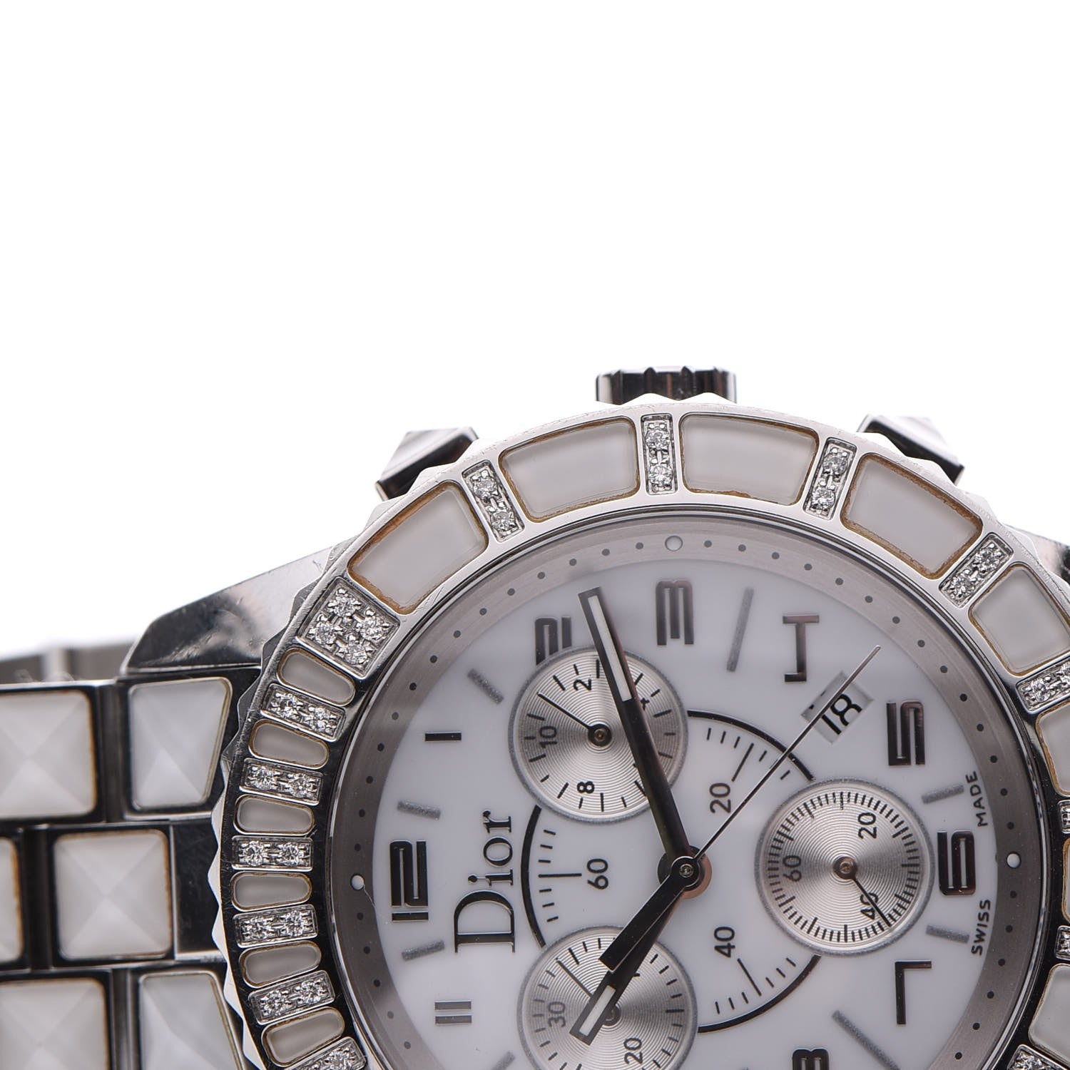 Christian Dior Stainless Steel Diamond Sapphire 38mm Christal Chronograph Quartz Watch White 10 of 11