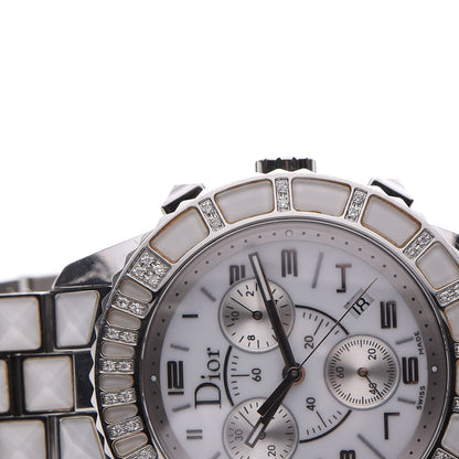 Christian Dior Stainless Steel Diamond Sapphire 38mm Christal Chronograph Quartz Watch White 10 of 11