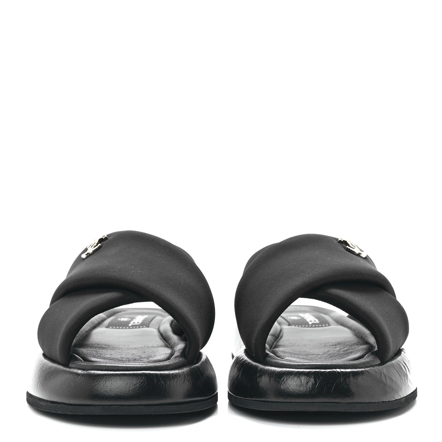 Chanel Fabric CC Mules Sandals 36 Black 2 of 9