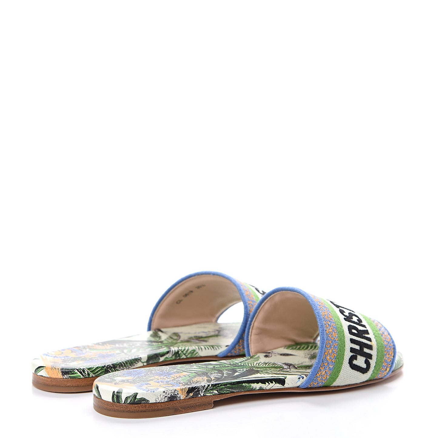 Canvas Embroidered Tropicalia Dway Mules Slide Sandals 35.5 Green
