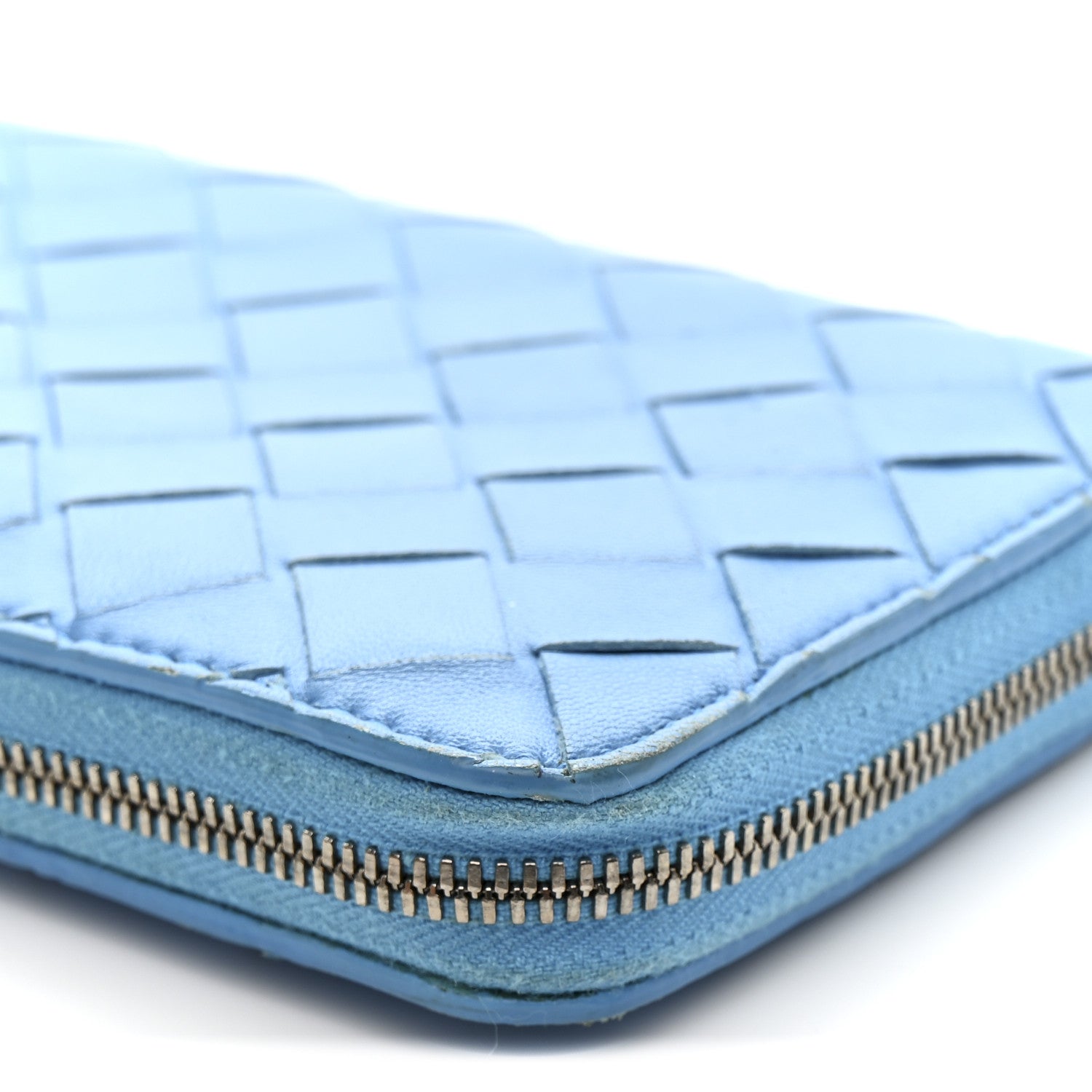 Bottega Veneta Nappa Intrecciato Zip Around Wallet Sky Blue 13 of 14