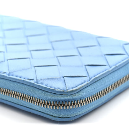 Bottega Veneta Nappa Intrecciato Zip Around Wallet Sky Blue 13 of 14