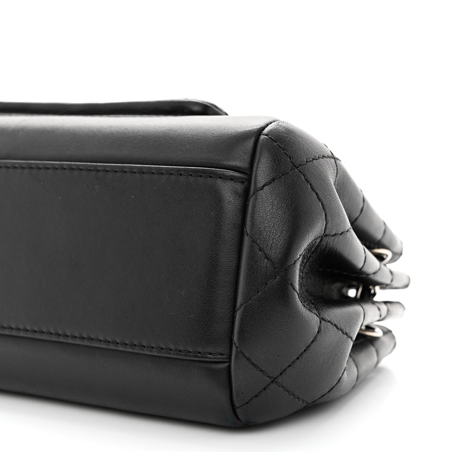 Lambskin Quilted CC Small Accordion Shopping Bag Black