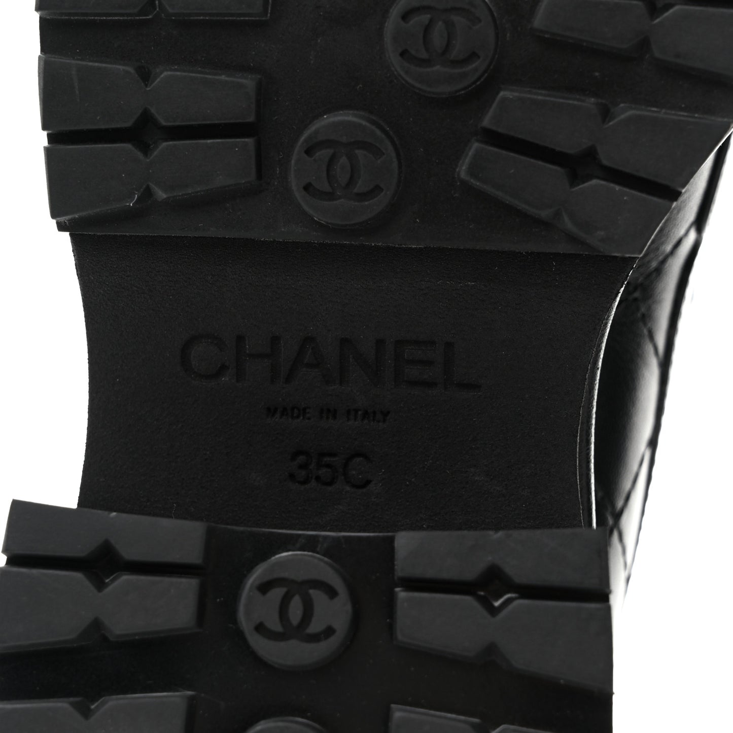 Calfskin Quilted CC Mocassin Loafers 35 Black