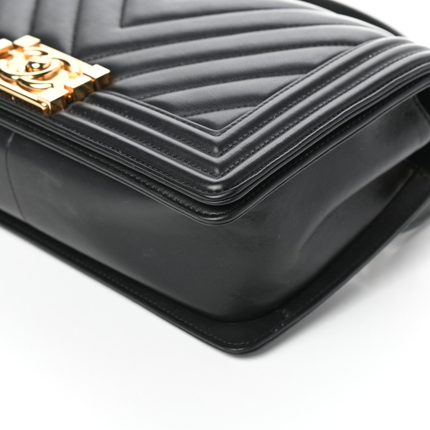 Chanel Calfskin Chevron Quilted Medium Boy Flap Black 9 of 9