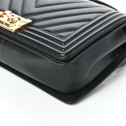 Chanel Calfskin Chevron Quilted Medium Boy Flap Black 9 of 9