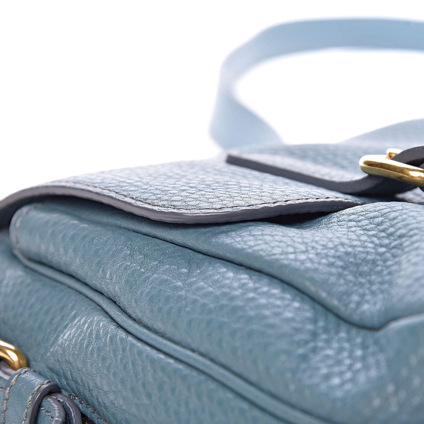 Vitello Daino Push Lock Messenger Bag Marine