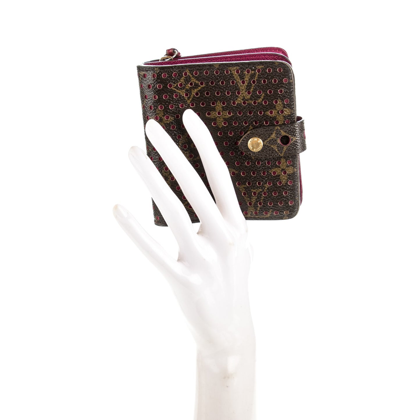 Monogram Perforated Compact Zipped Wallet Fuchsia