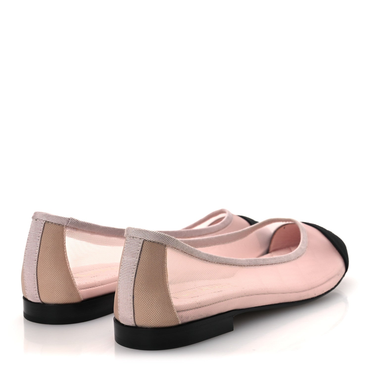 Chanel Mesh Grosgrain CC Ballerina Flats 36 Pink Black 5 of 11
