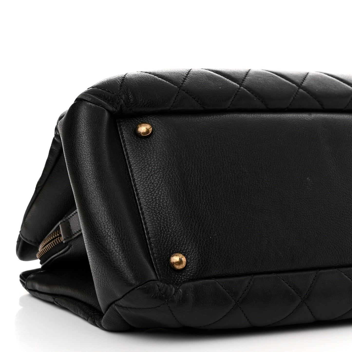 Calfskin Quilted Small CC Crown Tote Black