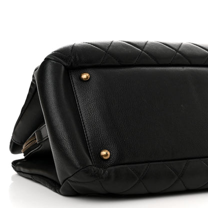 Chanel Calfskin Quilted Small CC Crown Tote Black 9 of 11