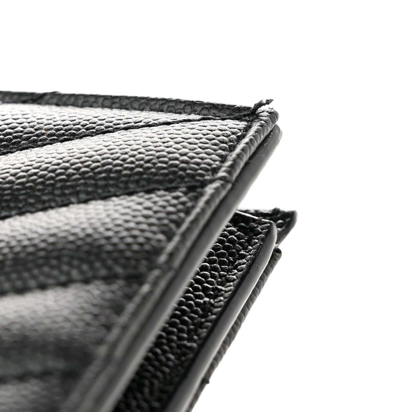 Grain De Poudre Matelasse Chevron Monogram Zipped Two-Part Wallet Black