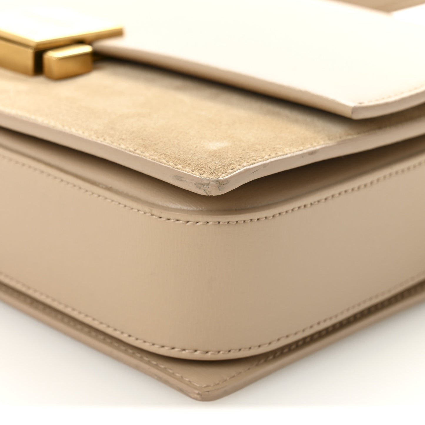 Smooth Calfskin Suede Medium Bellechasse Bag Dark Beige