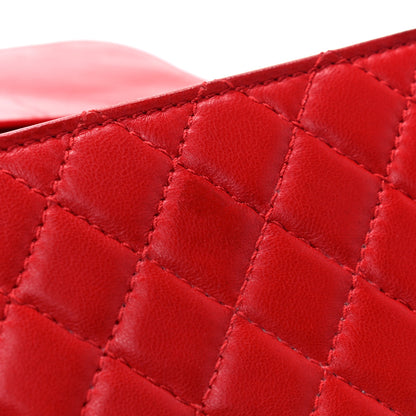 Chanel Lambskin Quilted East West Flap Clutch Red 11 of 16