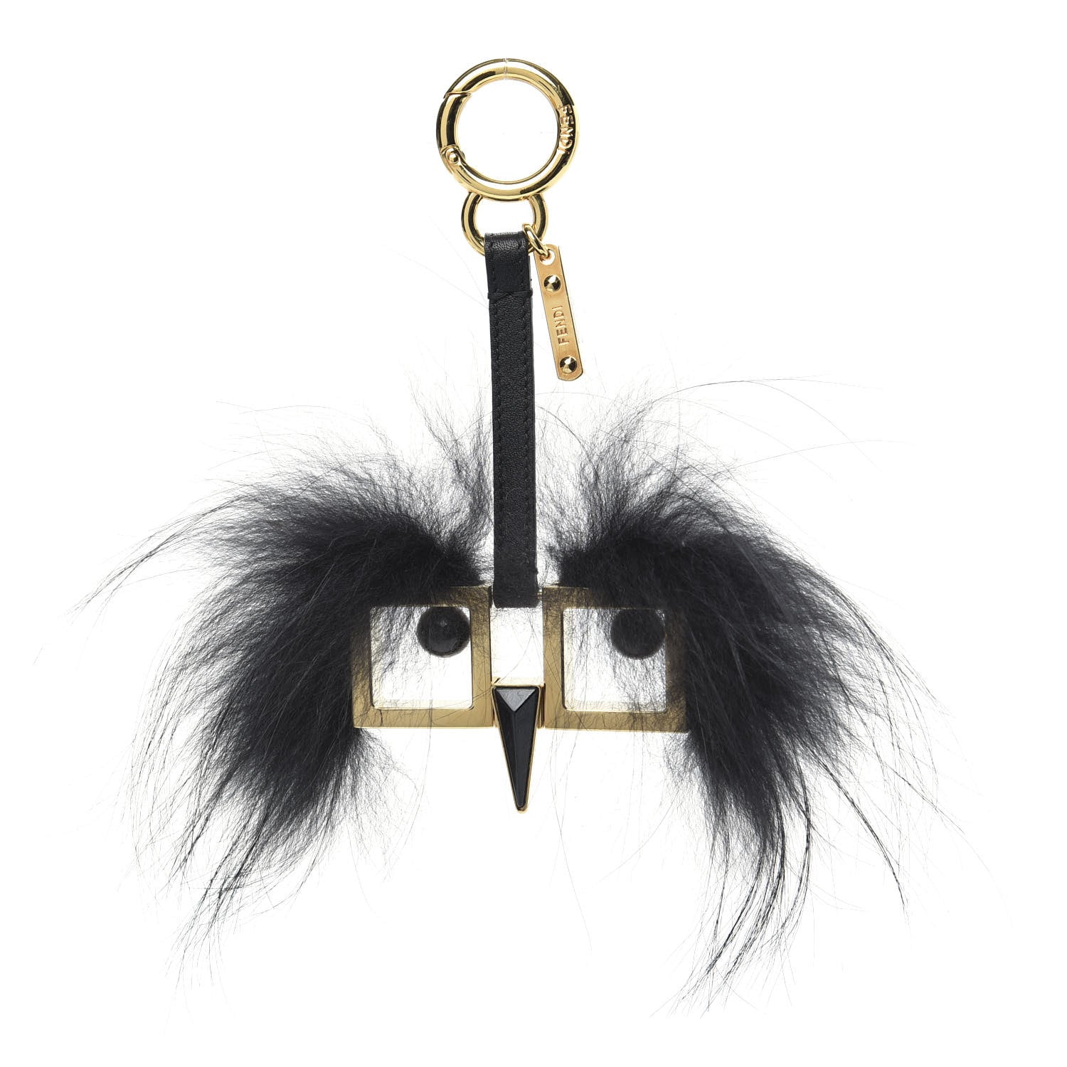 Fendi Metal Fox Fur Witches Bag Charm Black 1 of 3