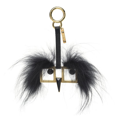 Fendi Metal Fox Fur Witches Bag Charm Black 1 of 3