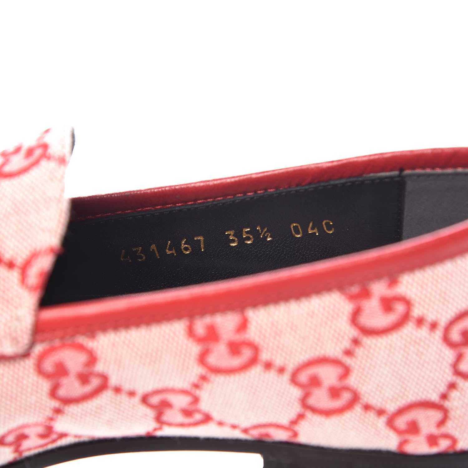 Gucci Canvas GG Monogram Horsebit Womens Jordaan Loafers 35.5 Gardenia Hibiscus Red 8 of 9