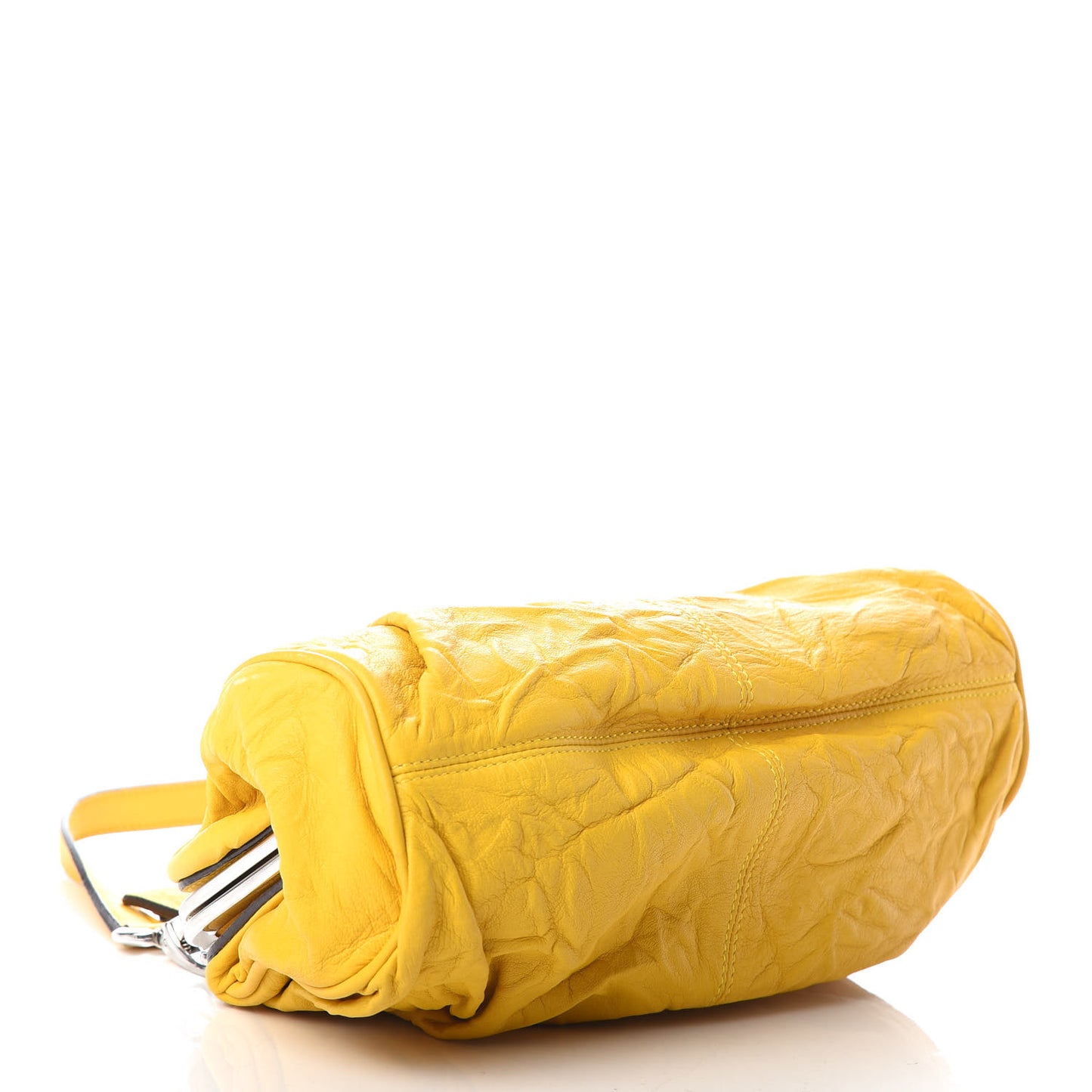 Calfskin Small Kiss Lock Frame Clutch Giallo