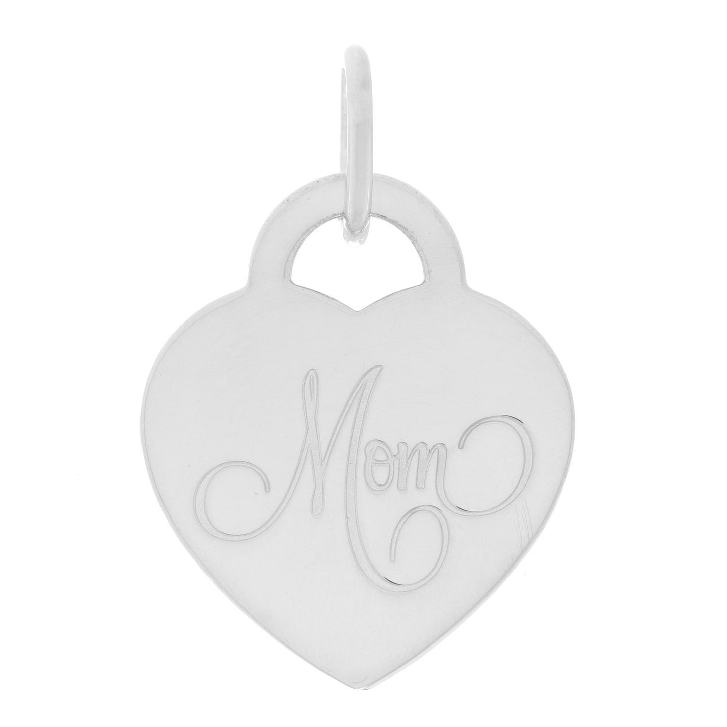 Sterling Silver Mom Heart Tag Charm