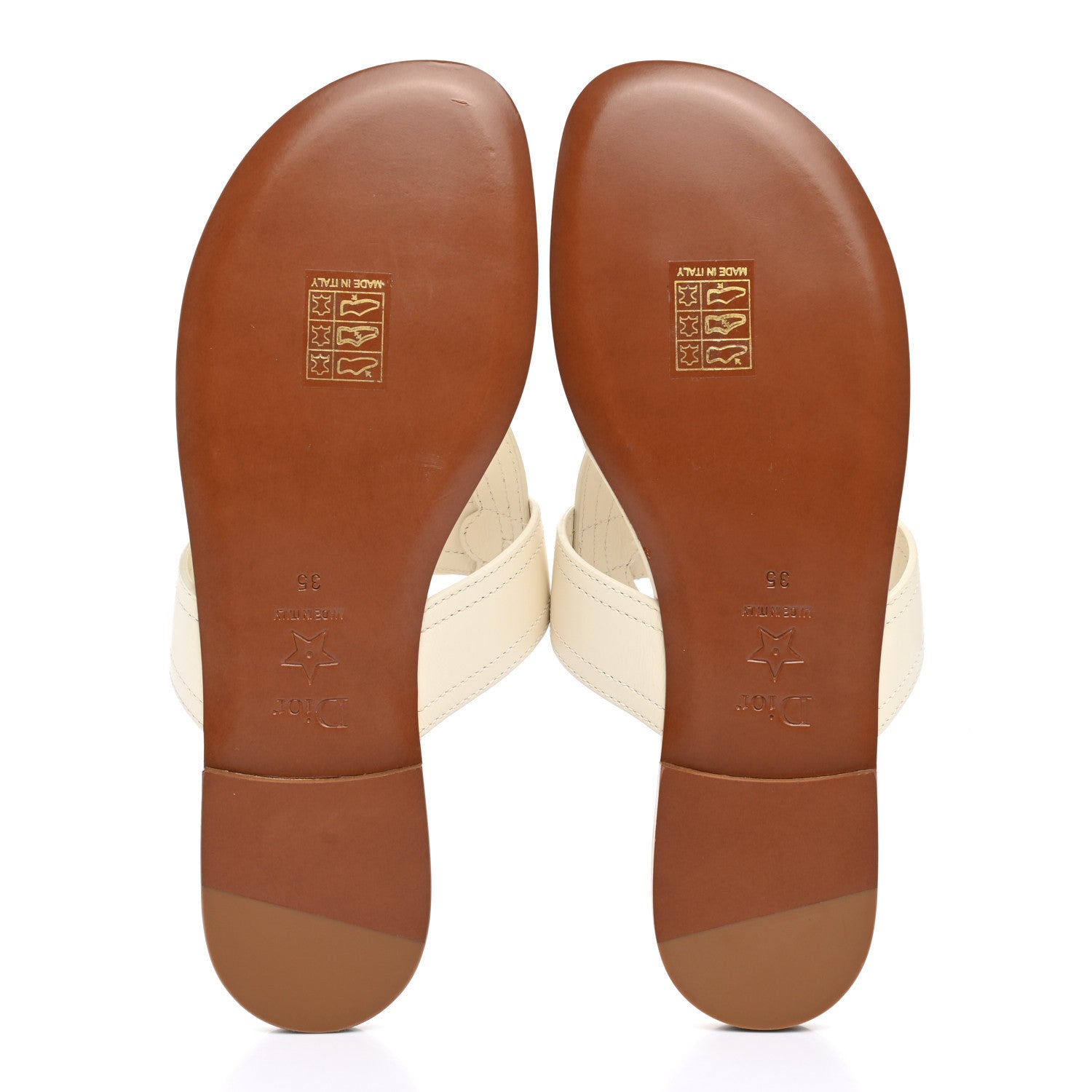 Christian Dior Calfskin 30 Montaigne Thong Sandals 35 White 5 of 9